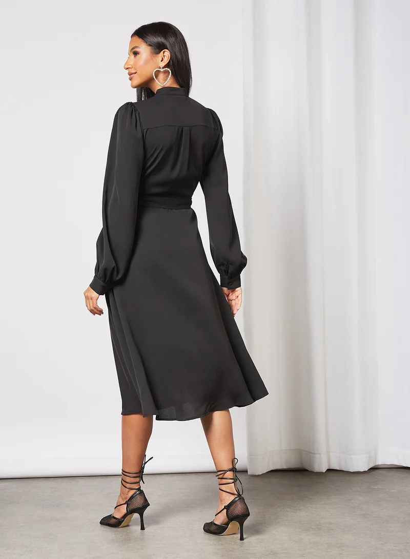 NA-KD Puff Sleeve Midi Dress