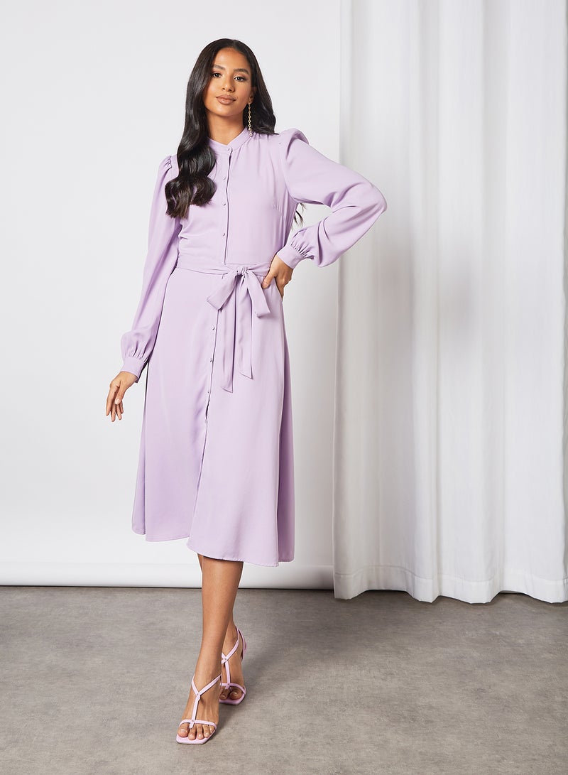 Puff Sleeve Midi Dress Light Purple - v1633427889/N48464946V_1