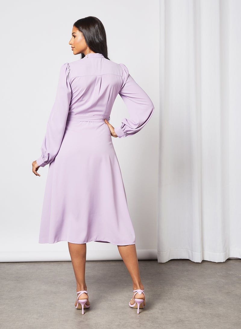 Puff Sleeve Midi Dress Light Purple - v1633427889/N48464946V_2