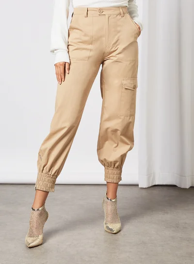 NA-KD Pocket Detail Pants Light Brown