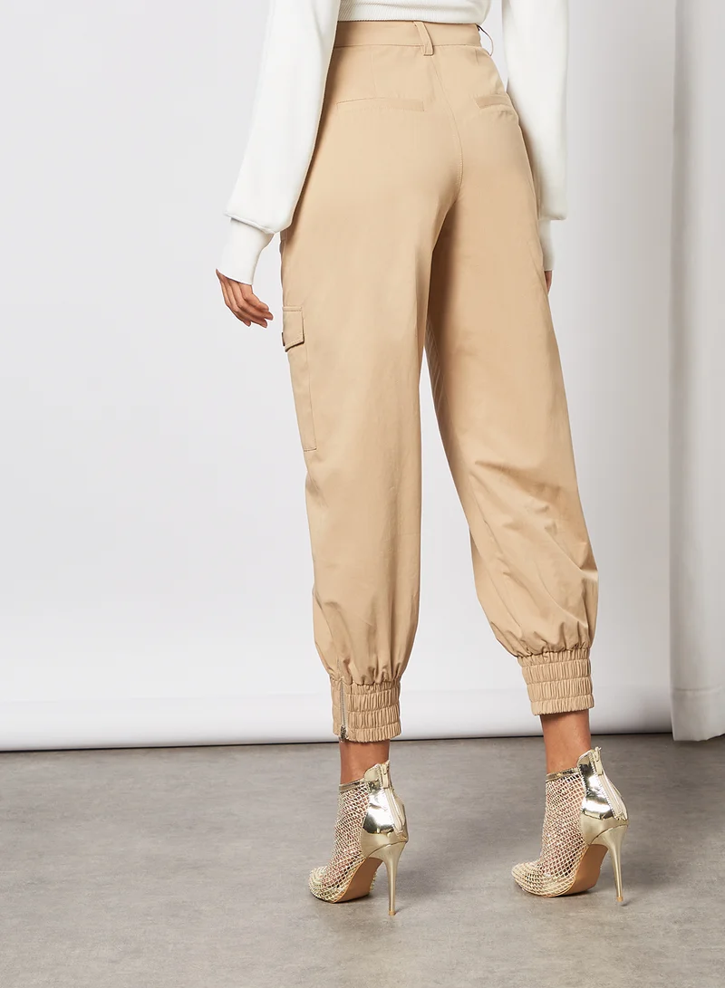 NA-KD Pocket Detail Pants Light Brown