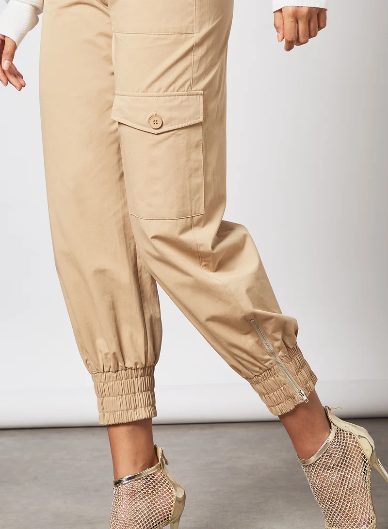 NA-KD Pocket Detail Pants Light Brown