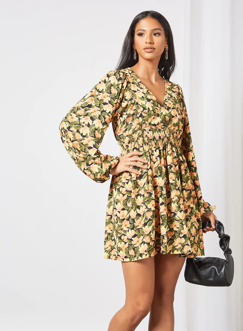 NA-KD Floral Print Mini Dress