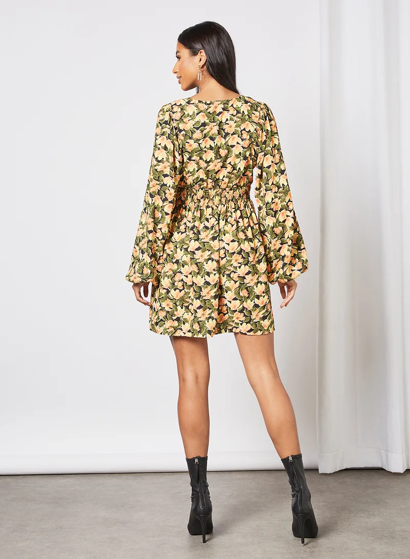 NA-KD Floral Print Mini Dress