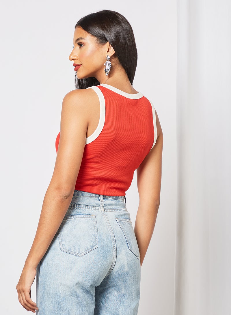 NOISY MAY - Sleeveless Crop Top Red - Image 1