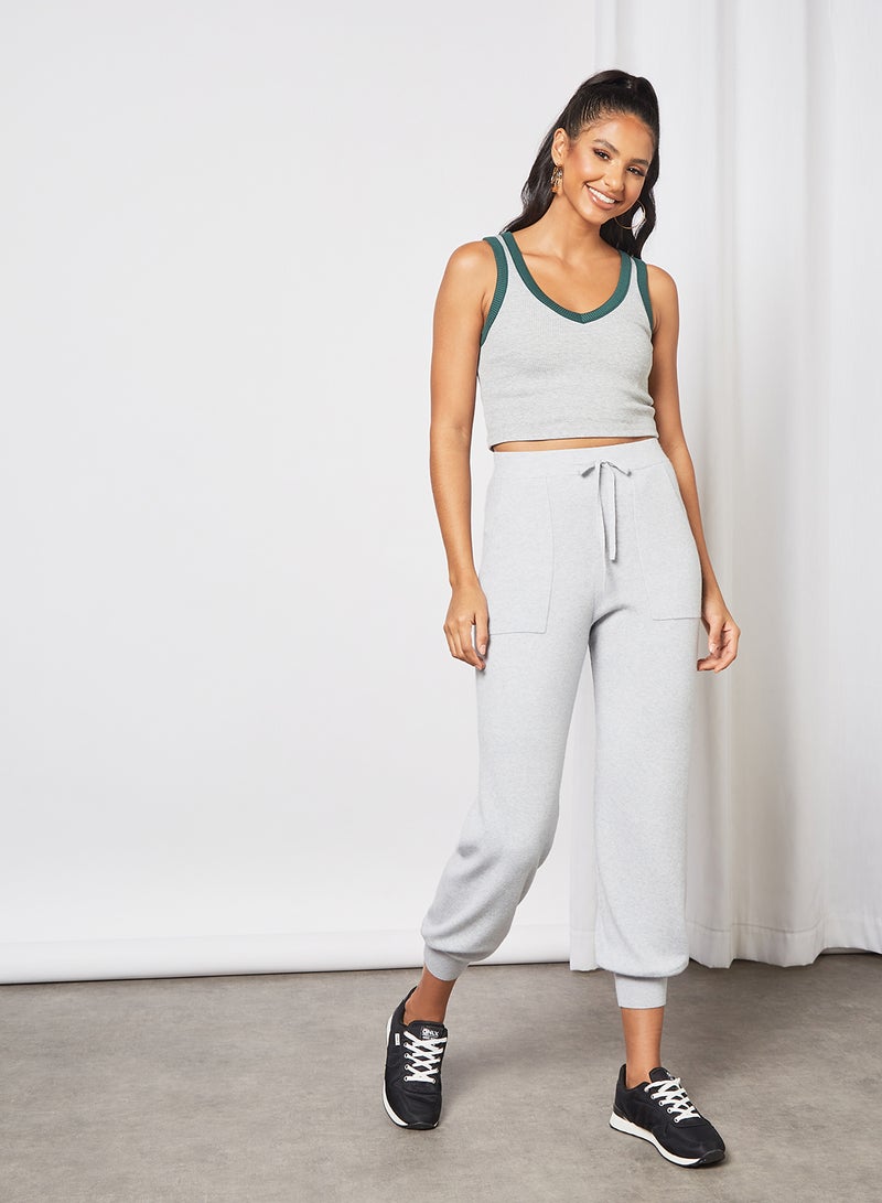 NOISY MAY - Sleeveless Crop Top Light Grey - Image 1