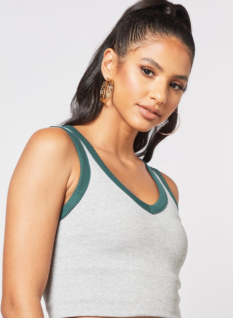 NOISY MAY - Sleeveless Crop Top Light Grey - Image 1
