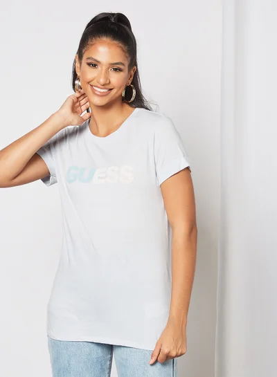 GUESS Basic Logo T-Shirt Light Blue
