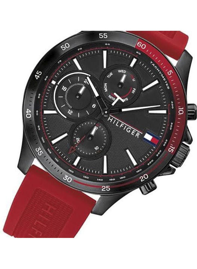 TOMMY HILFIGER Men's Round Shape Rubber Strap Chronograph Wrist Watch 46 mm - Red - 1791722  - Image 3