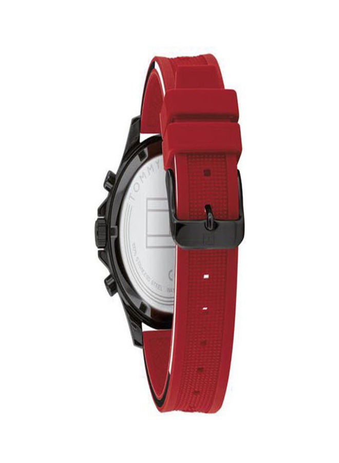 TOMMY HILFIGER Men's Round Shape Rubber Strap Chronograph Wrist Watch 46 mm - Red - 1791722  - Image 4