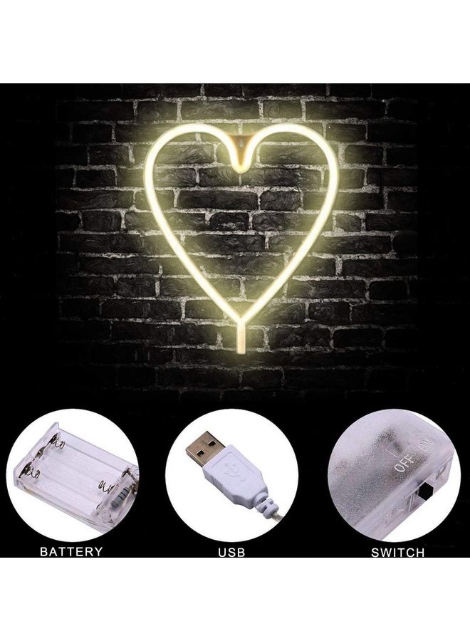 سلة مصباح LED دافئ على شكل قلب بلون نيون أبيض 38 x 29.5سم  - Image 4