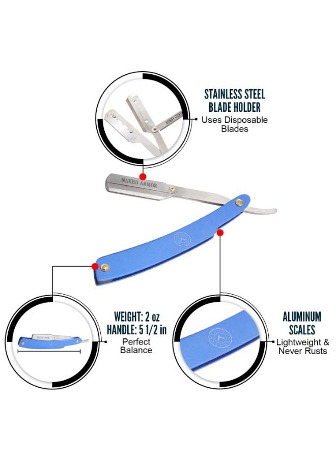 Naked Armor - Replaceable Straight Blade Razor Blue/Silver - Image 1