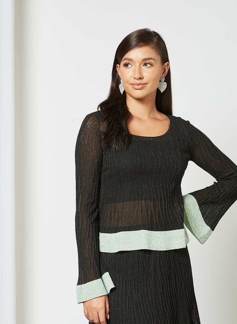 M MISSONI - Shimmer Long Sleeve Blouse Black - Image 1