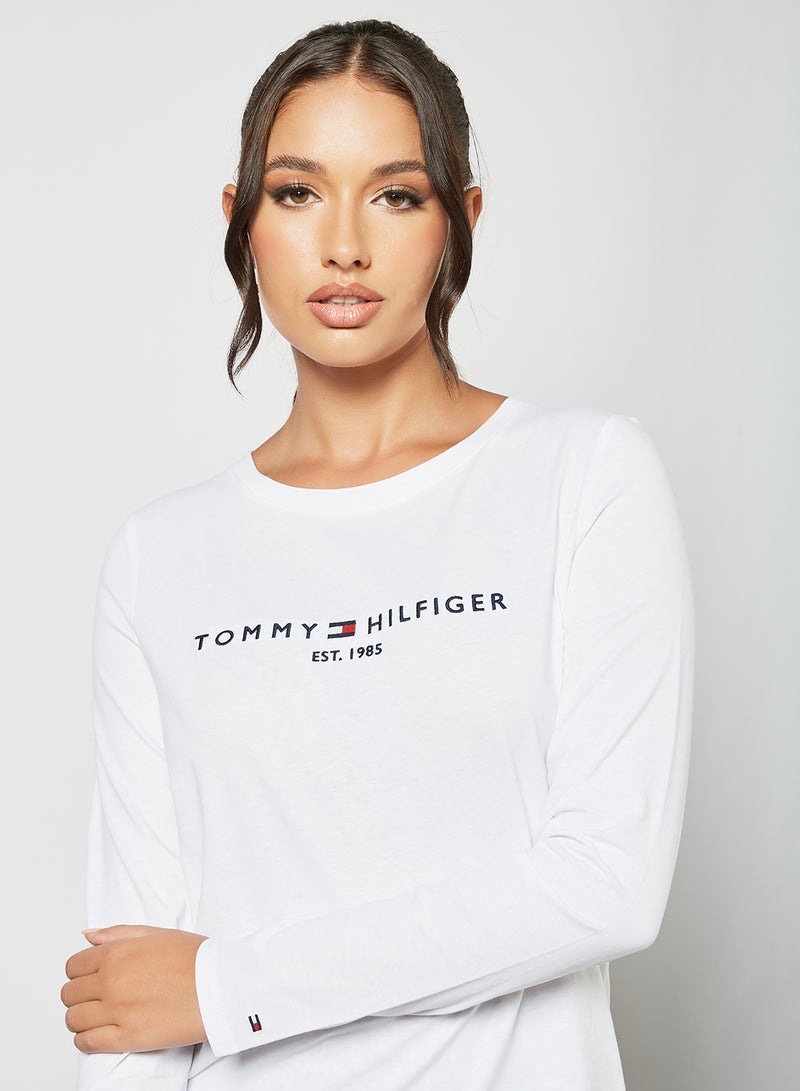 TOMMY HILFIGER Logo Print T-Shirt White - Image 4
