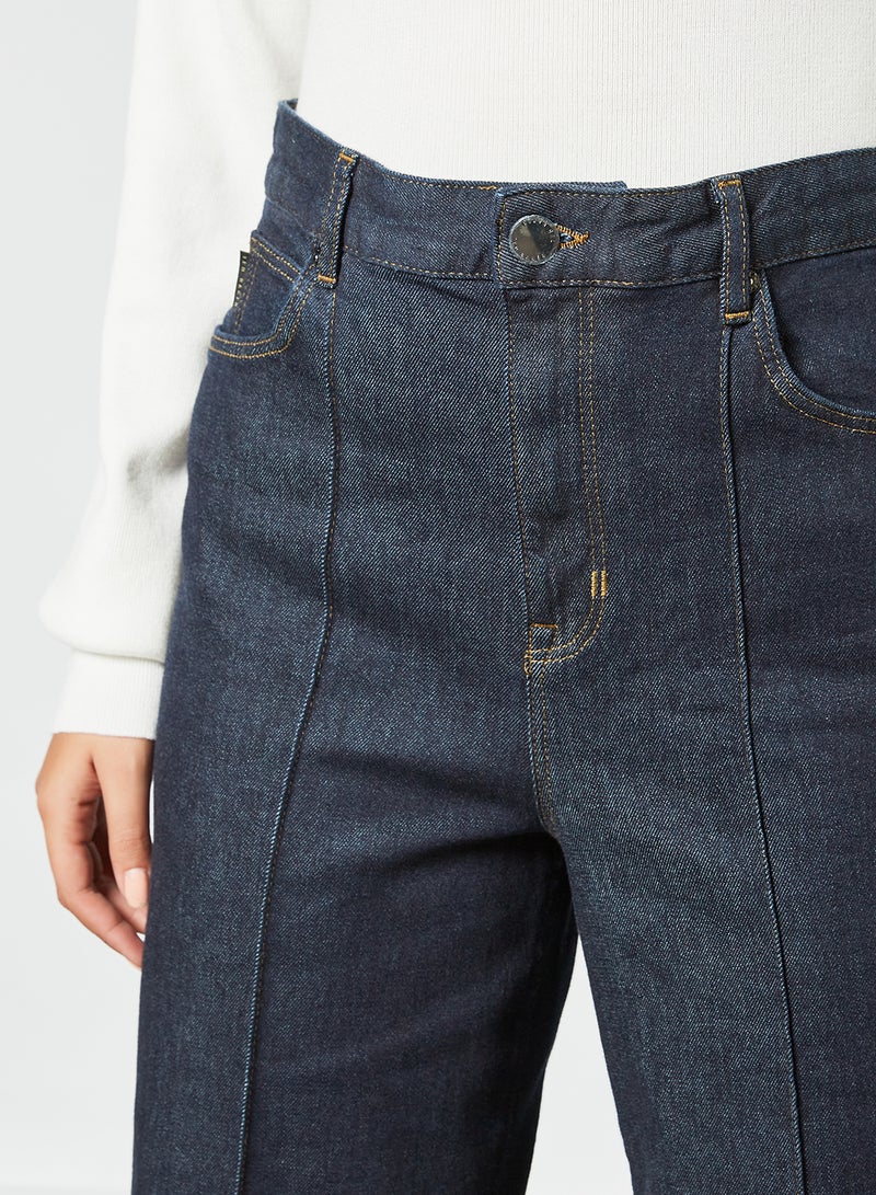 Nazz Turn Up Wide Leg Jeans Navy