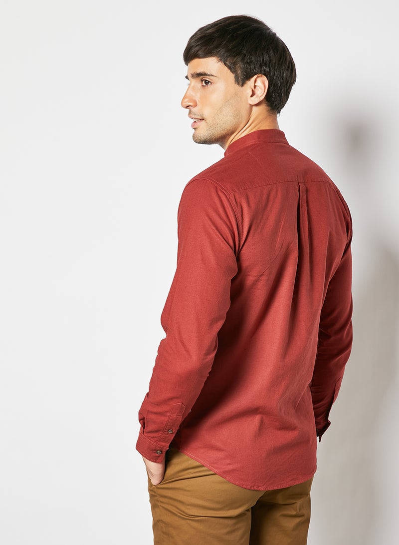 Sivvi x D'Atelier - Mandarin Collar Shirt Brown - Image 1