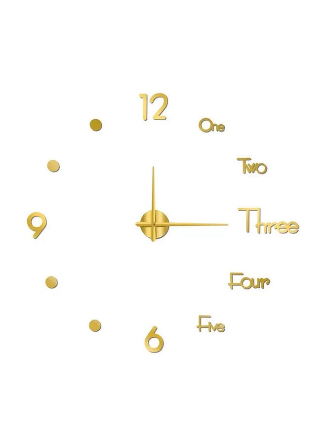 LINGWEI 3D Mirror Sticker Wall Clock Gold - Image 1