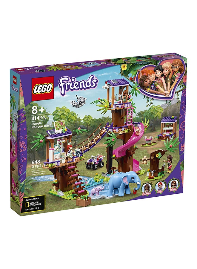 41424 648-Pieces Friends Jungle Rescue Base Includes Minifigures Set For Kids 8+ Years