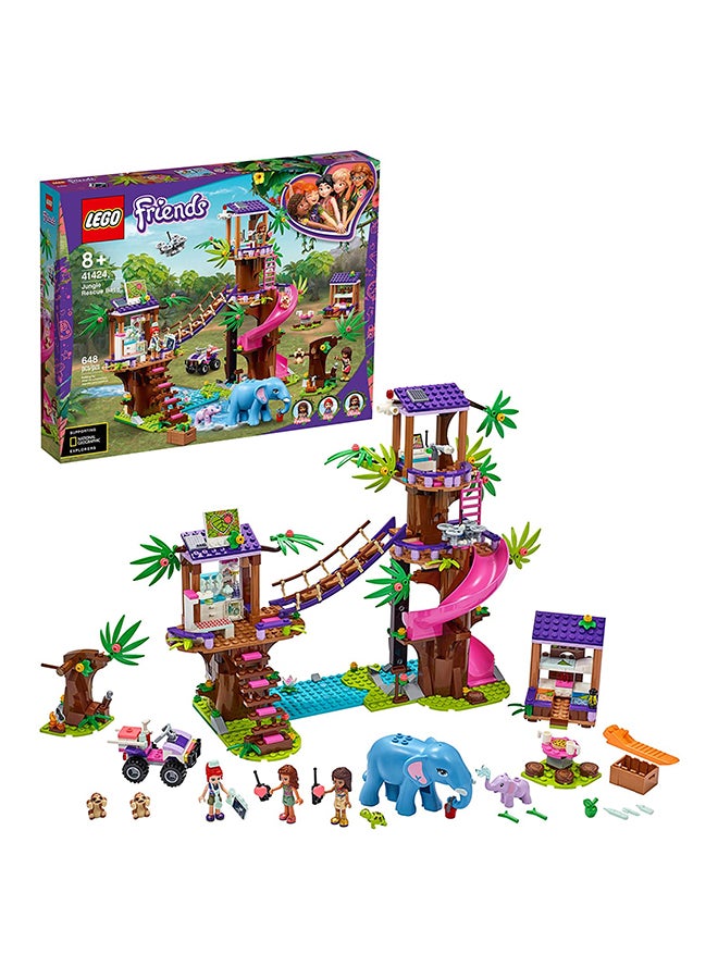 41424 648-Pieces Friends Jungle Rescue Base Includes Minifigures Set For Kids 8+ Years