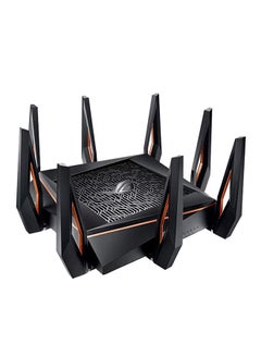 ROG Rapture GT-AX11000، موجه WiFi ثلاثي النطاق 10 جيجابت، حماية Aiprotection مدى الحياة، Aimesh متوافق مع نظام WIFI الشبكي، الجيل التالي من Wifi 6، لاسلكي 802.11Ax | 90IG04H0-MU9G00 أسود أسود