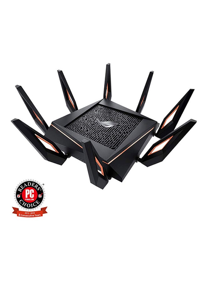 أسوس - ROG Rapture GT-AX11000، موجه WiFi ثلاثي النطاق 10 جيجابت، حماية Aiprotection مدى الحياة، Aimesh متوافق مع نظام WIFI الشبكي، الجيل التالي من Wifi 6، لاسلكي 802.11Ax | 90IG04H0-MU9G00 أسود أسود - Image 1