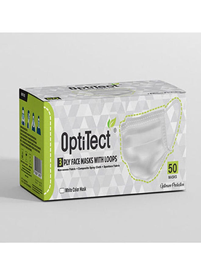 OptiTect - Pack of 50 - 3 Layer Disposable Face Mask (White) - Image 1