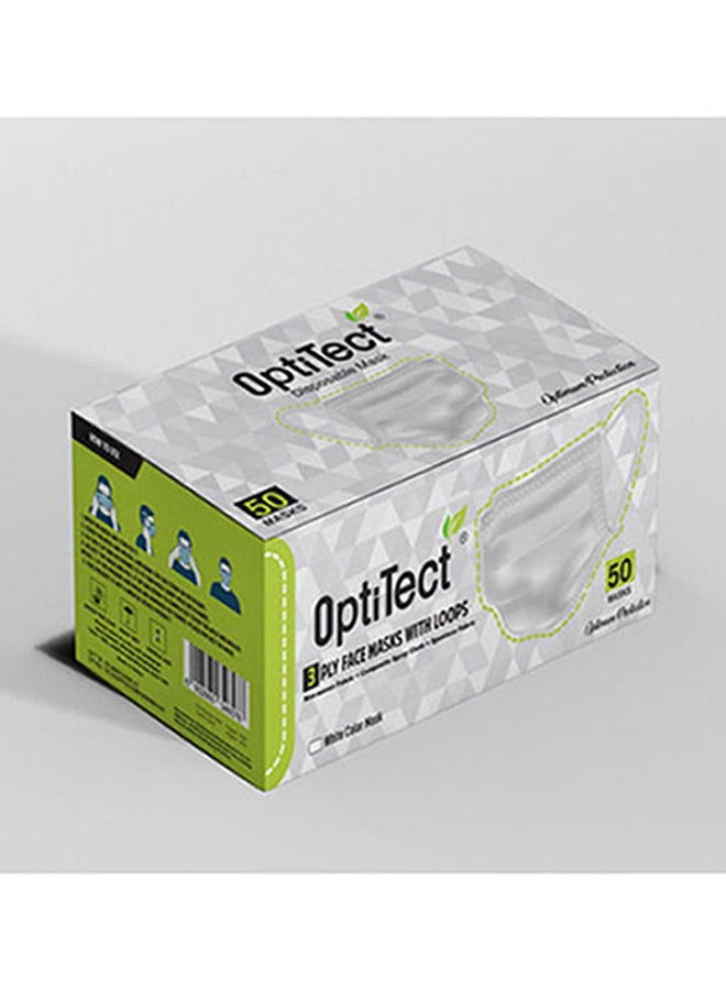 OptiTect - Pack of 50 - 3 Layer Disposable Face Mask (White) - Image 1