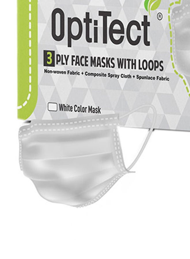 OptiTect - Pack of 50 - 3 Layer Disposable Face Mask (White) - Image 1