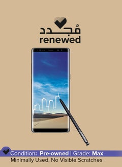 سامسونج مُجدد - هاتف جالاكسي نوت 8 بذاكرة رام 6 جيجابايت وذاكرة داخلية 64 جيجابايت يدعم تقنية 4G LTE بلون أسود حالك  - Image 1
