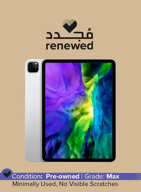Renewed - iPad Pro 2020 (2nd Generation) 11-inch 128GB, Wi-Fi, Silver With Facetime - International Specs