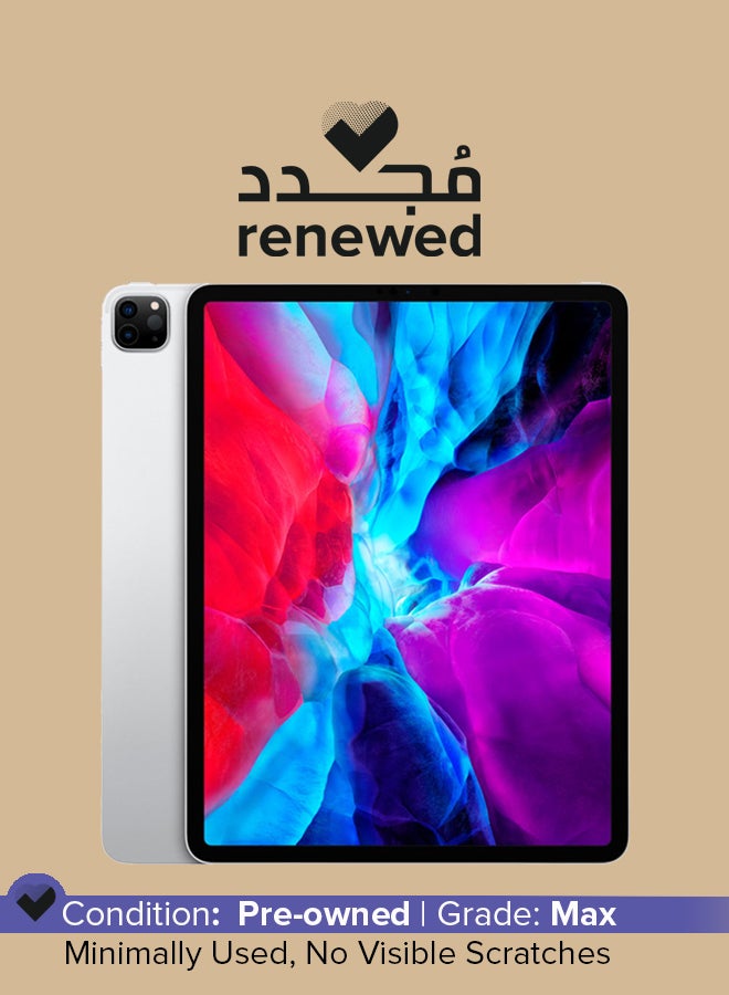 ابل  Renewed - iPad Pro 2020 (4th Gen) 12.9-inch 256GB Wi-Fi 4G LTE Silver With FaceTime - Image 1