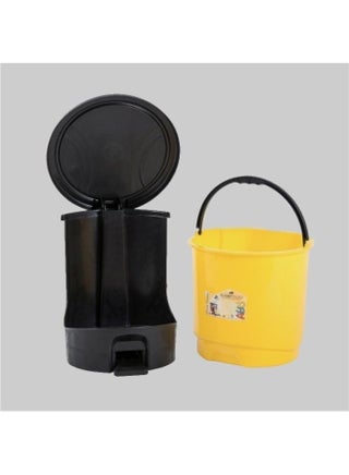 Rectangular Padel Garbage Dustbin With Lid Yellow/Black 8.5Liters - v1633495260/N51237490A_1