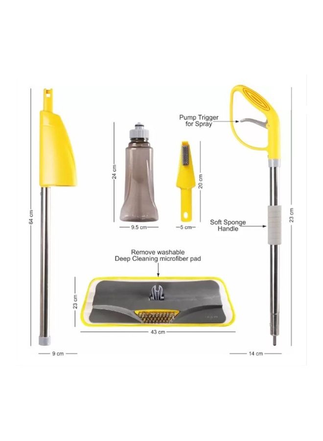 CLASSYTOUCH - Floor Spray Mob With Washable Cleaning Pad Yellow/Grey 66x14.5x11cm - Image 1