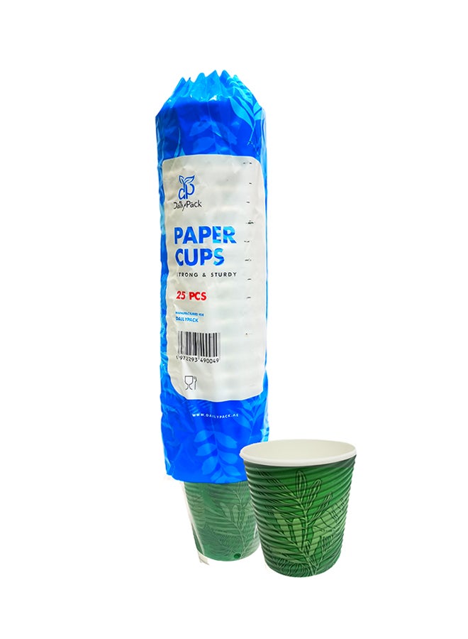 Daily Pack - 25-Pieces Ripple Paper Cup Without Lid Green 237ml - Image 1
