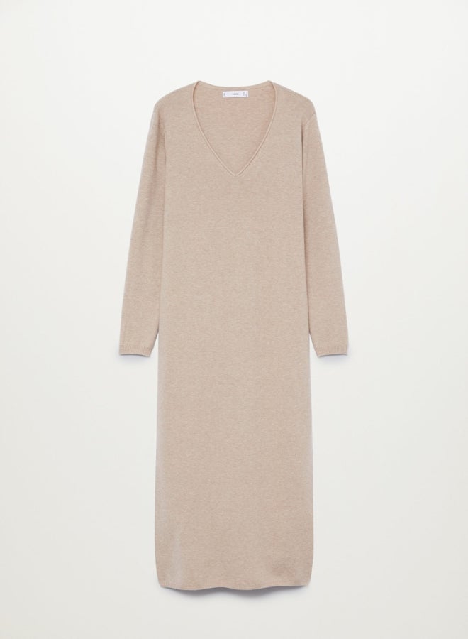 MANGO - Side Slit Dress Light Pastel Grey - Image 1