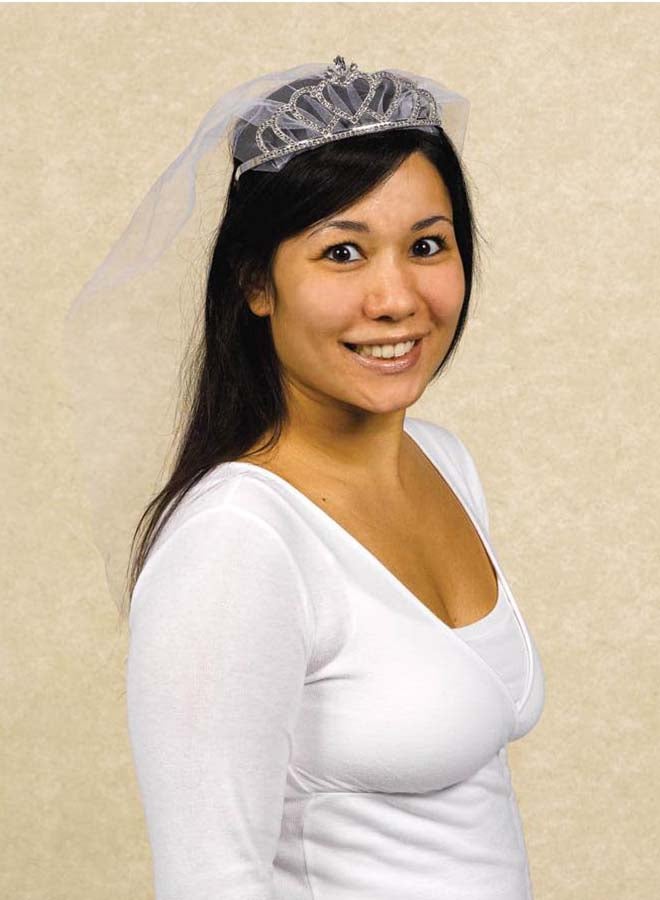 Amscan Rhinestone Tiara with Comb and Veil - Image 1