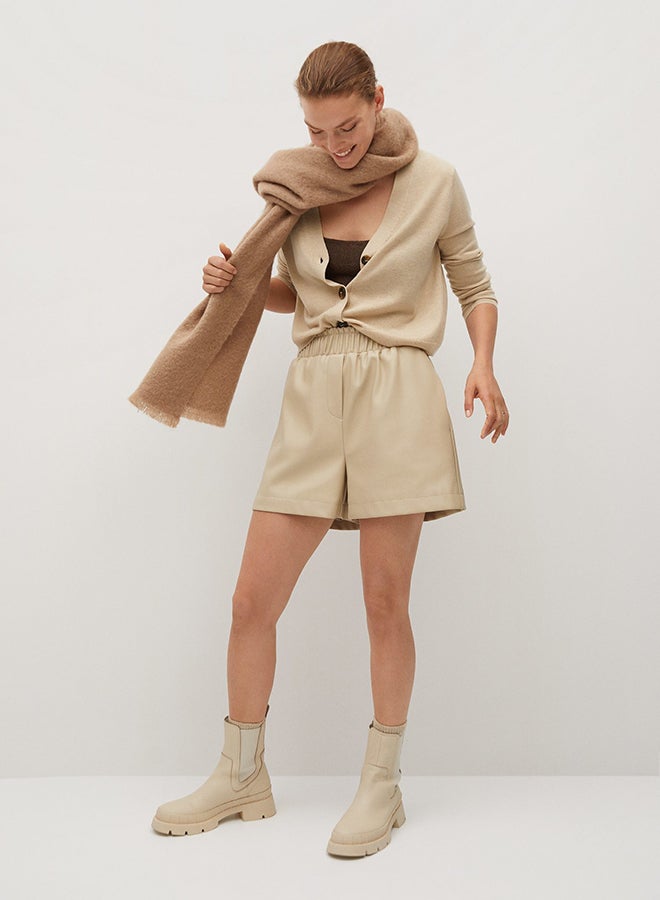 MANGO - Knitted Button Down Long Sleeve Sweater Beige - Image 1