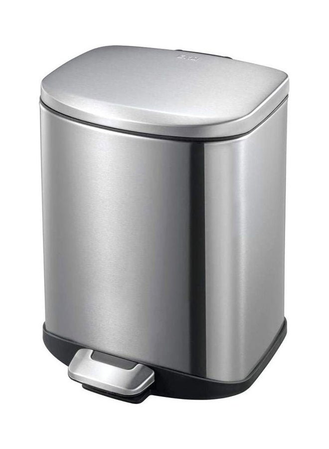 EKO Della Fingerprint Resistant Brushed Stainless Steel Finish, Rectangular Waste Bin With Soft Close Lid, Durable Cantilever Foot Pedal Mechanism, Alek9366Mt Silver 