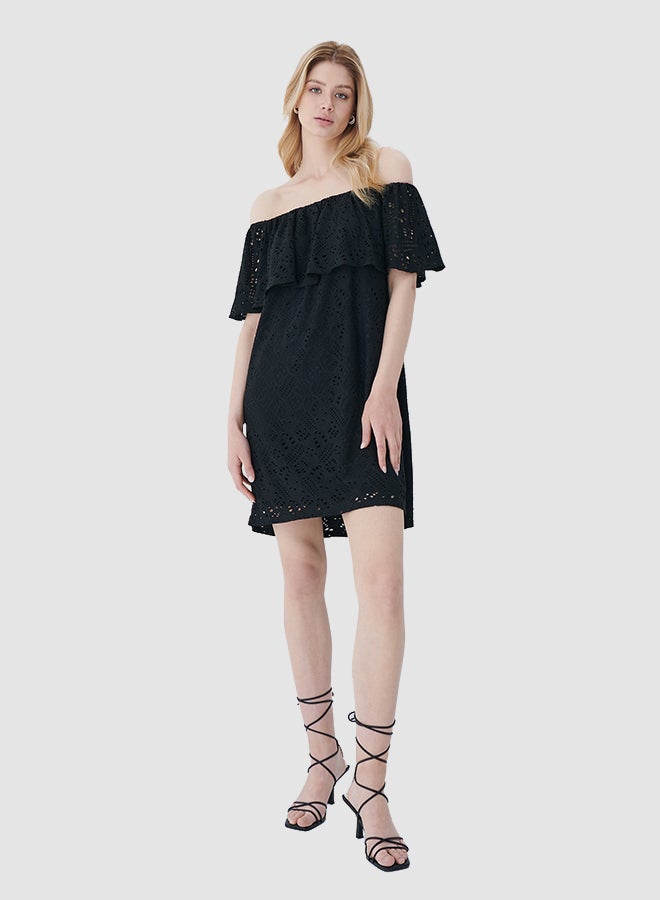 Openwork Off-Shoulder Dress Black - v1633517227/N47875842V_1