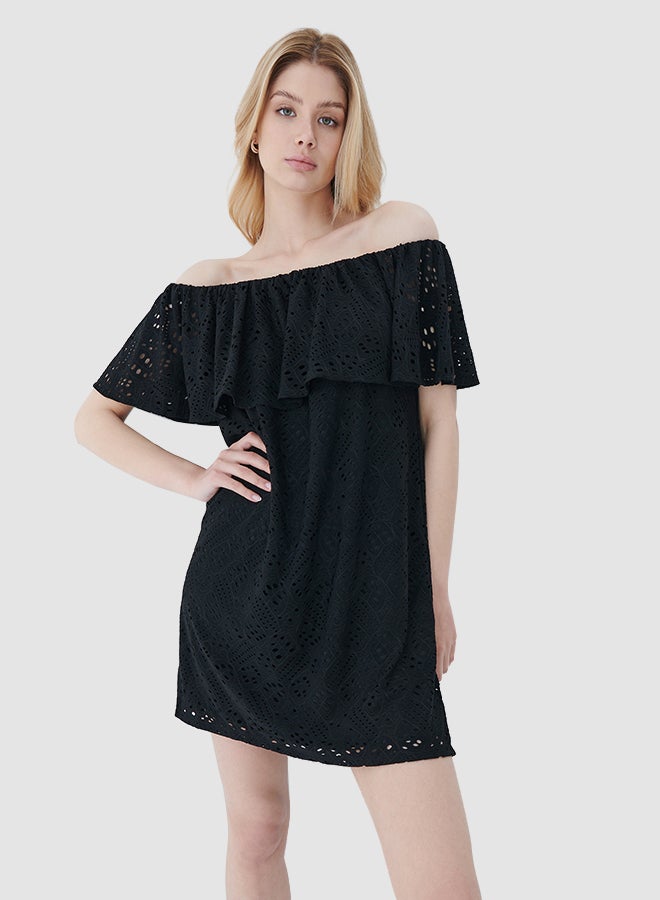 Openwork Off-Shoulder Dress Black - v1633517228/N47875842V_2