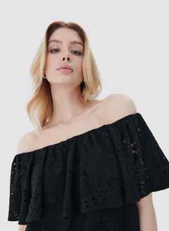 Mohito Openwork Off-Shoulder Dress Black  - Image 3