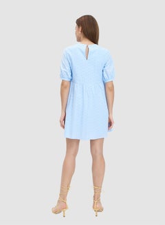 Mohito Broderie Puff Sleeve Dress Light Blue  - Image 3