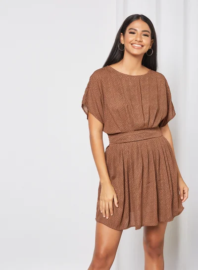 Jacqueline de Yong Printed Mini Dress Brown