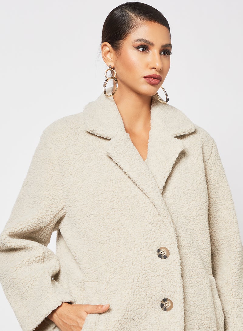 Jacqueline de Yong - Teddy Coat Beige - Image 1