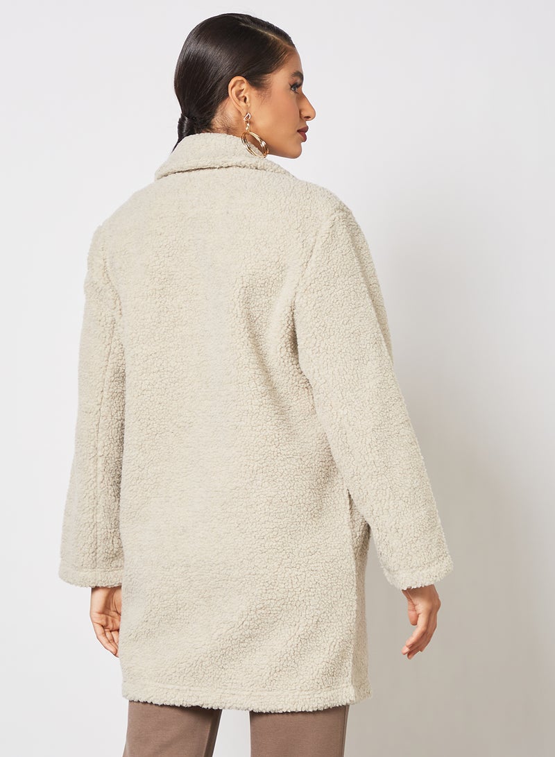 Jacqueline de Yong - Teddy Coat Beige - Image 1