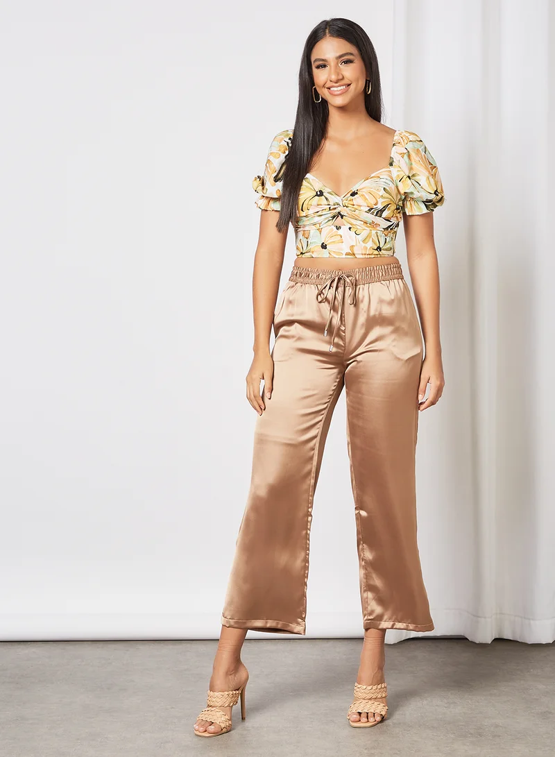 Jacqueline de Yong Satin Pants Brown