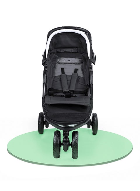 3 Wheels Baby Stroller Lightweight And Quick One Hand Fold with Top Tray Compact And Stylish Design For Newborn To 3 Years Cream/Black