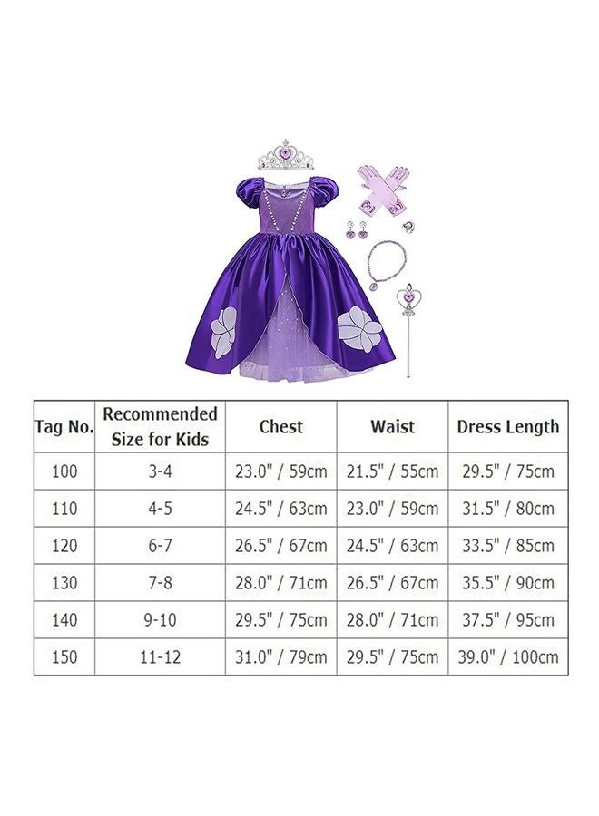 XiuWoo - Sofia Aurora Cinderella Fancy Party Dress Costume Set With Accessories Purple 170cm - Image 1