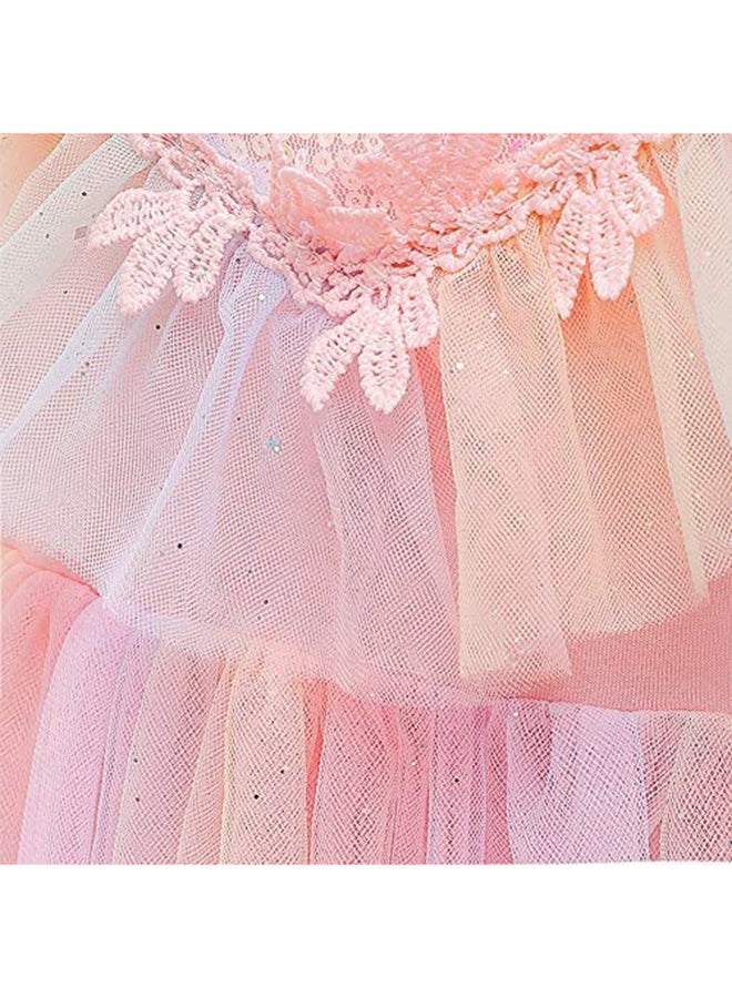 XiuWoo - Frozen Princess Elsa Snow Queen Costume Snowflake Tulle Dress Cape With Accessories 68x68cm - Image 1