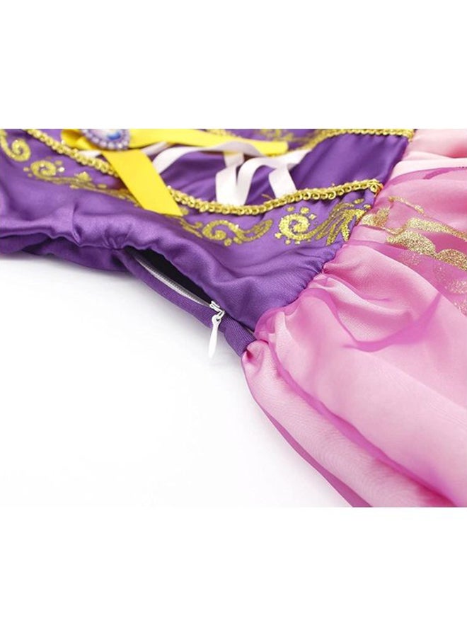 XiuWoo - Princess Rapunzel Cosplay Fancy Party Dress Costume Set For Kids Multicolour - Image 1